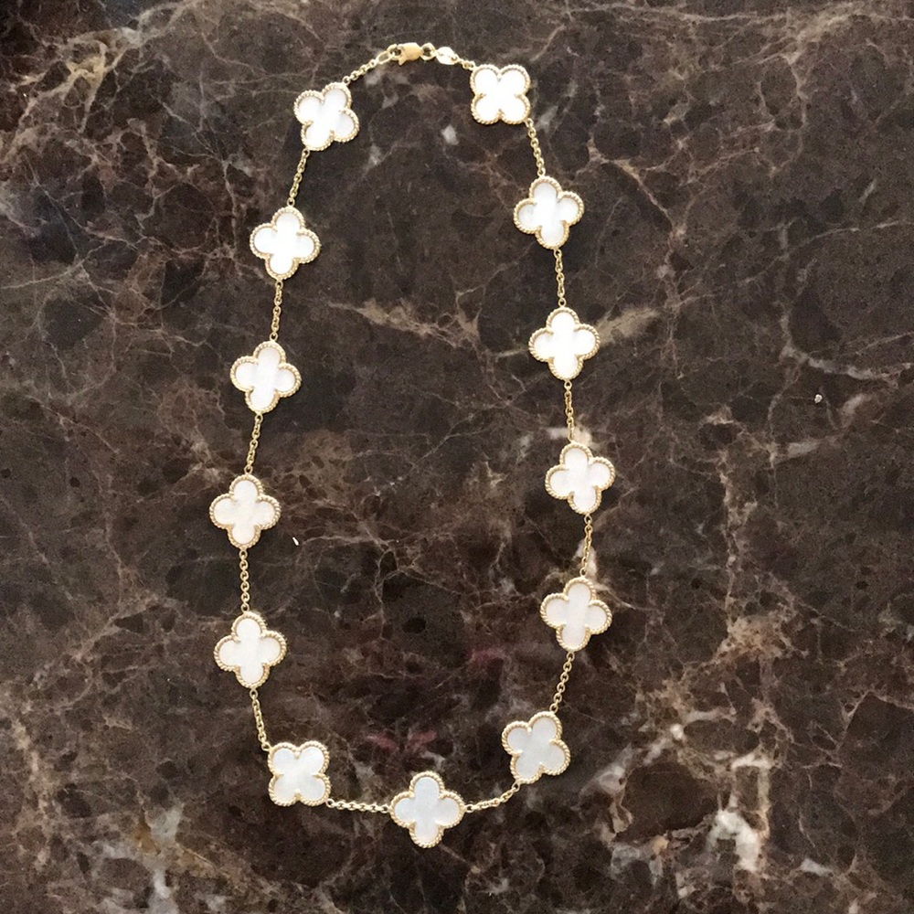 14k gold and mother of pearl necklace